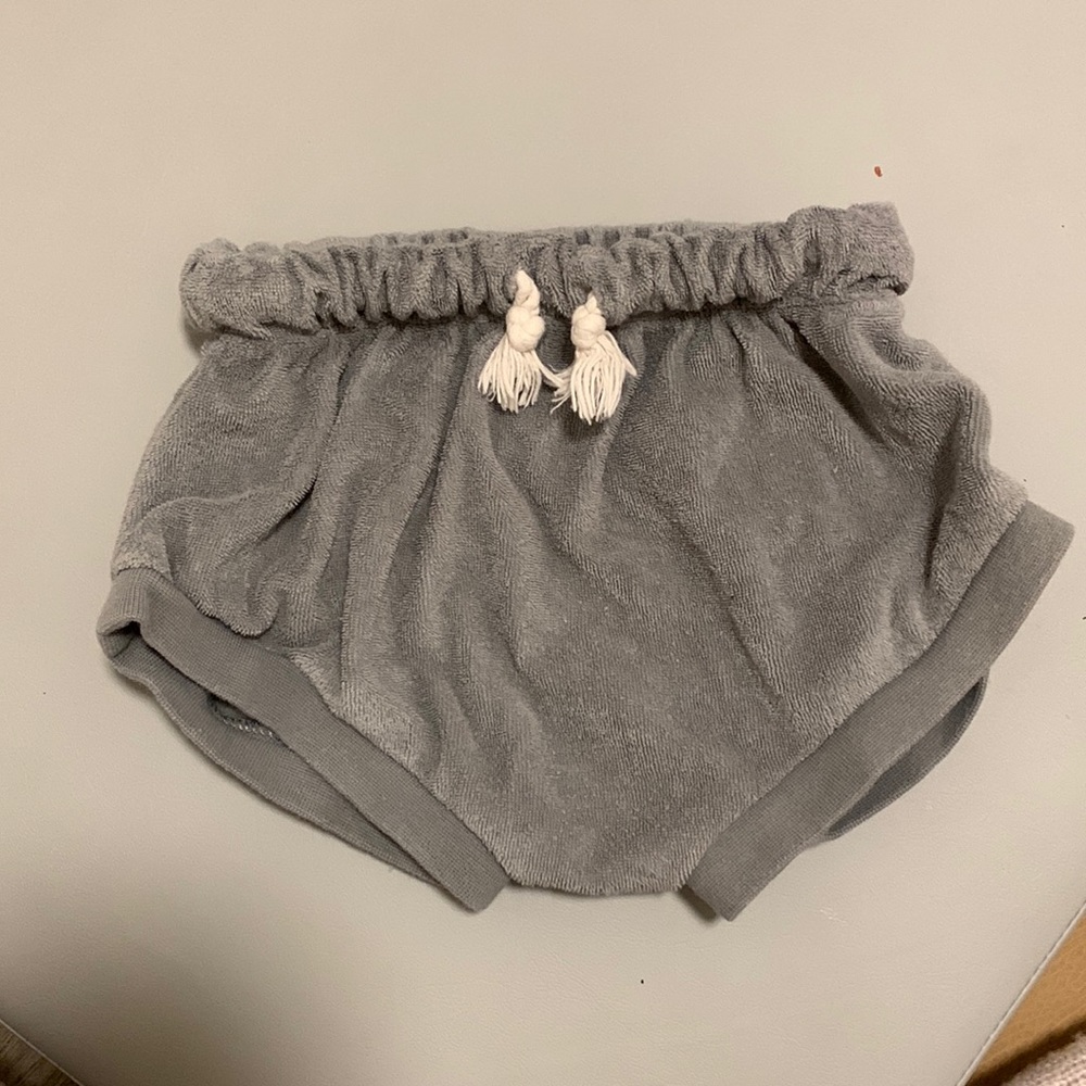 Quincy Mae drawstring grey terry shorts